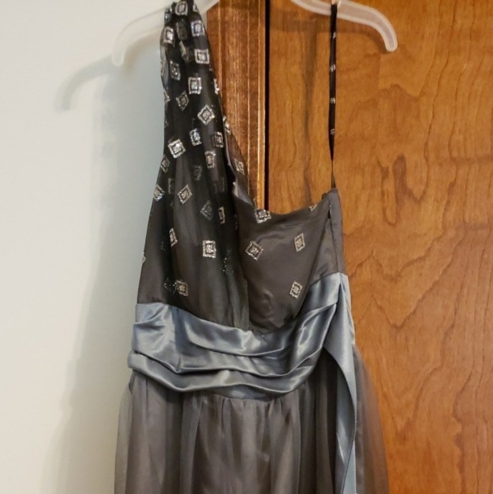 One strap silver social dress